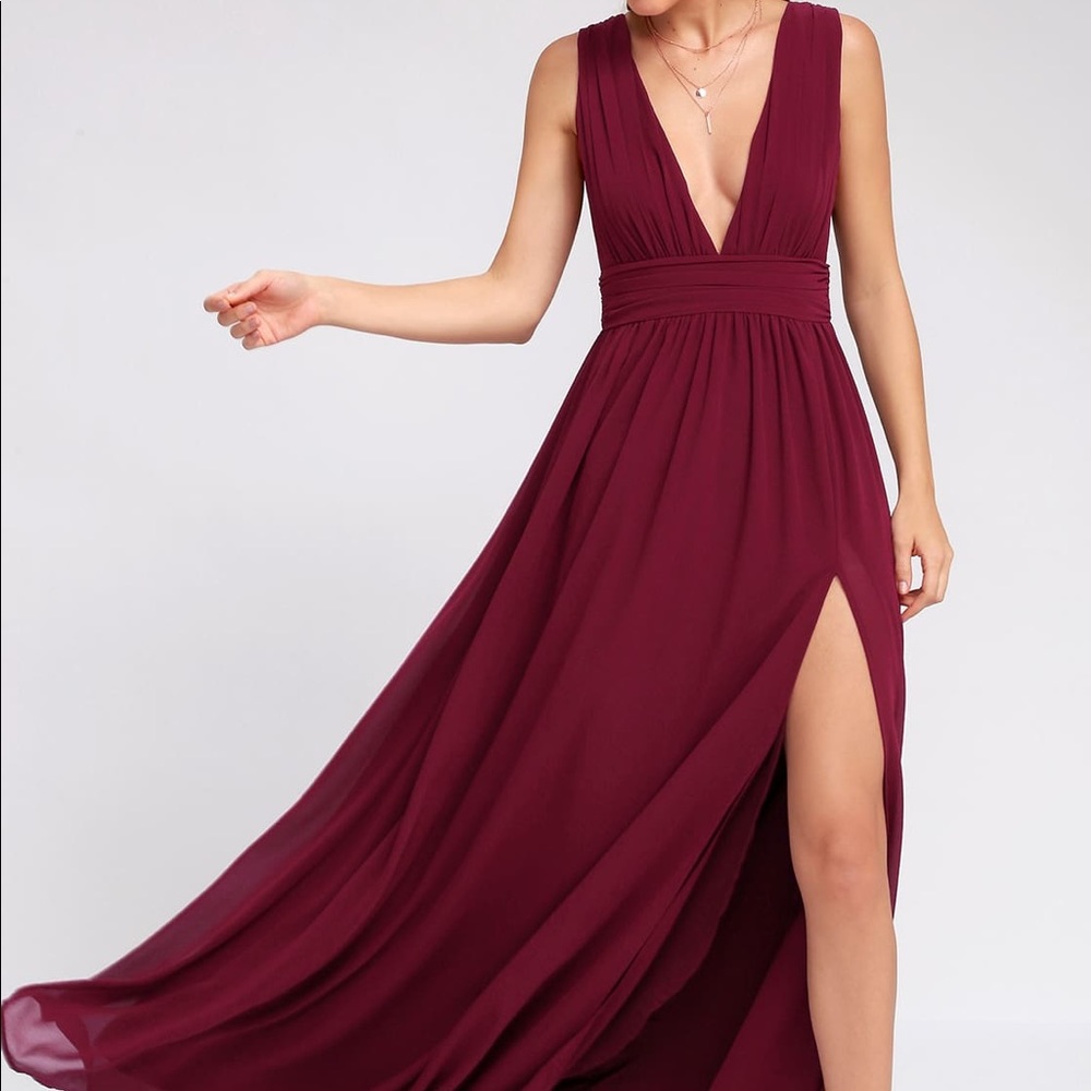 Lulus Heavenly Hues Maxi Dress (Burgundy)